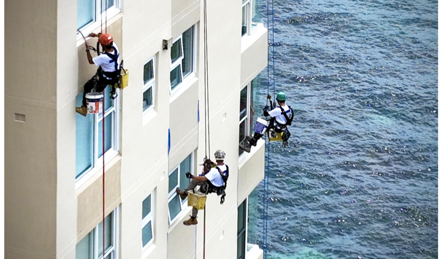 abseiling building exterior